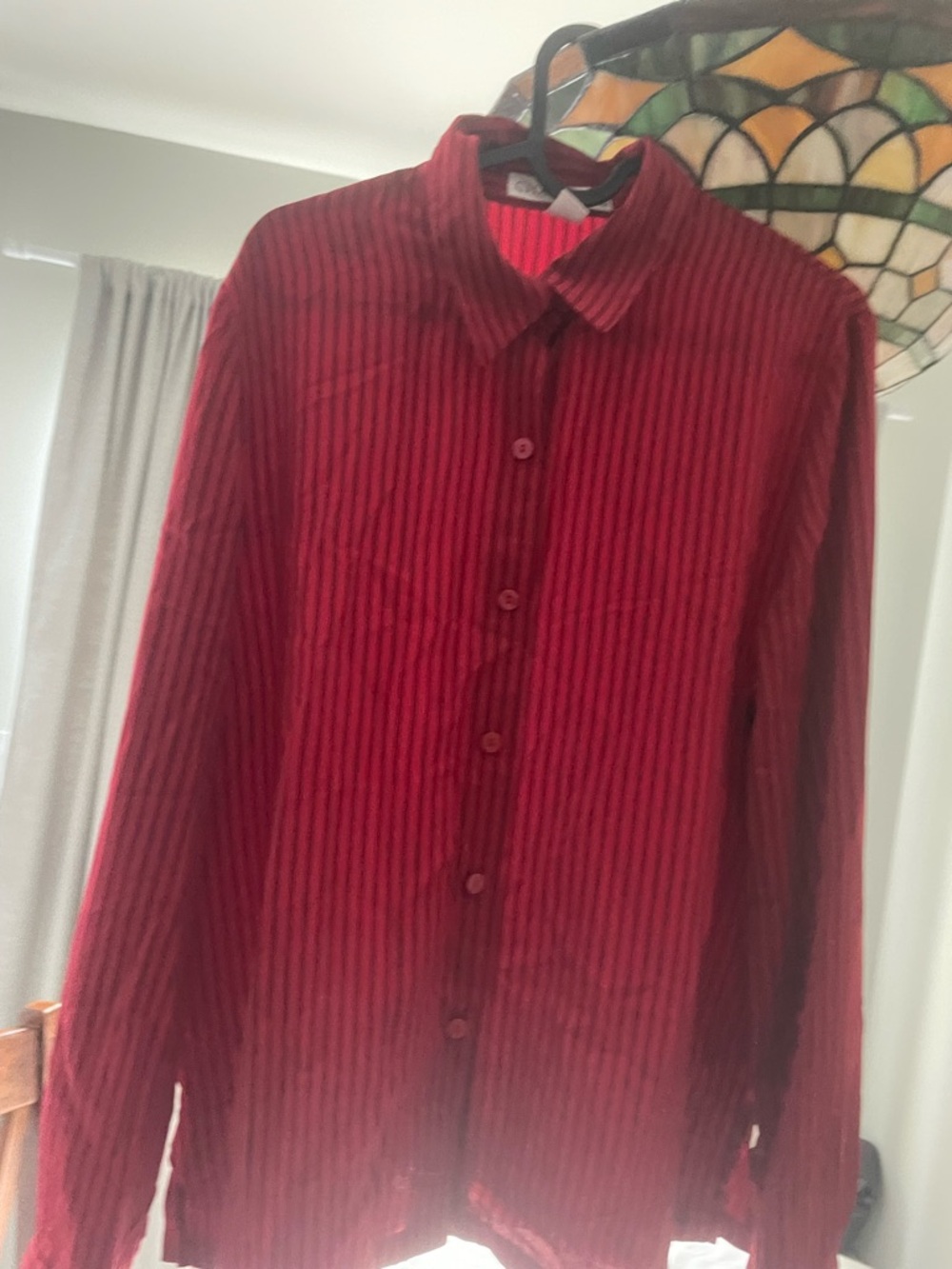 Chaus & Co Red Pinstripe Button Shirt